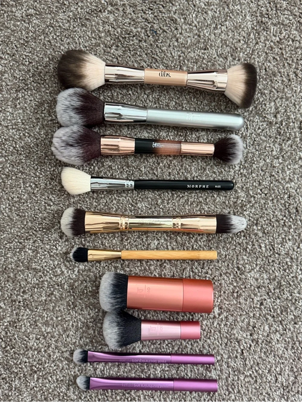 Collection of makeup brushes